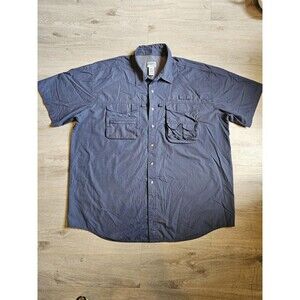 LL Bean Blue Buzz Off Insect Shield Button Up Short Sleeve Shirt Mens Size 2XL